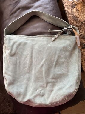 Margot New York Camila Suede Hobo in Light Green (Sage)